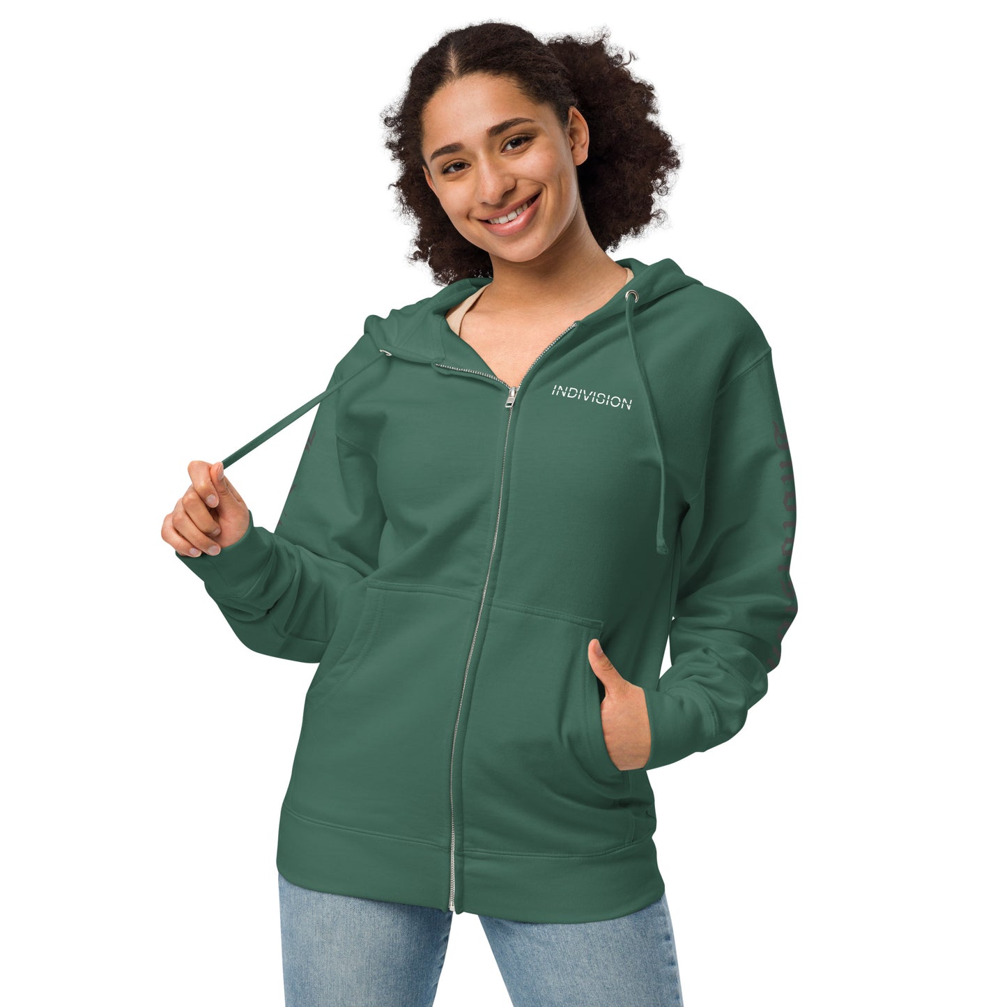 INDIVISION - Unisex fleece zip up hoodie