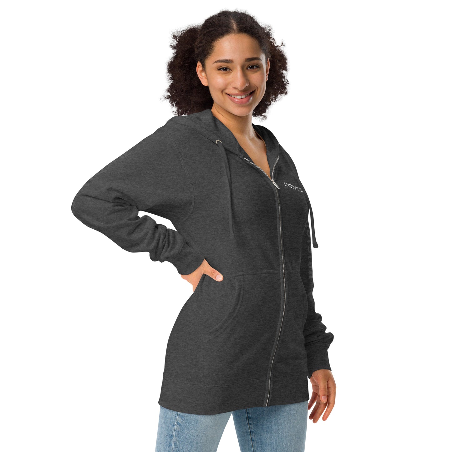 INDIVISION - Unisex fleece zip up hoodie