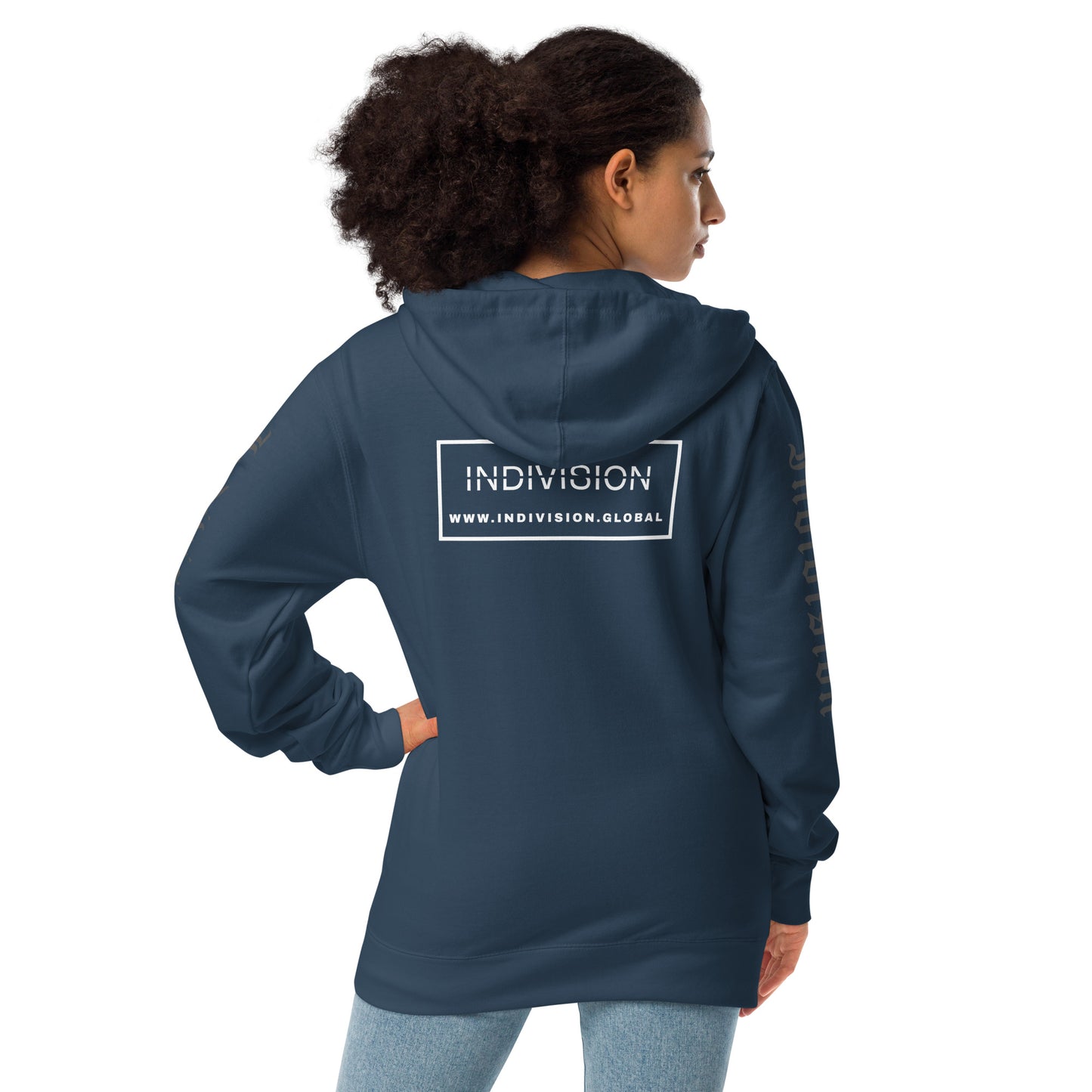 INDIVISION - Unisex fleece zip up hoodie